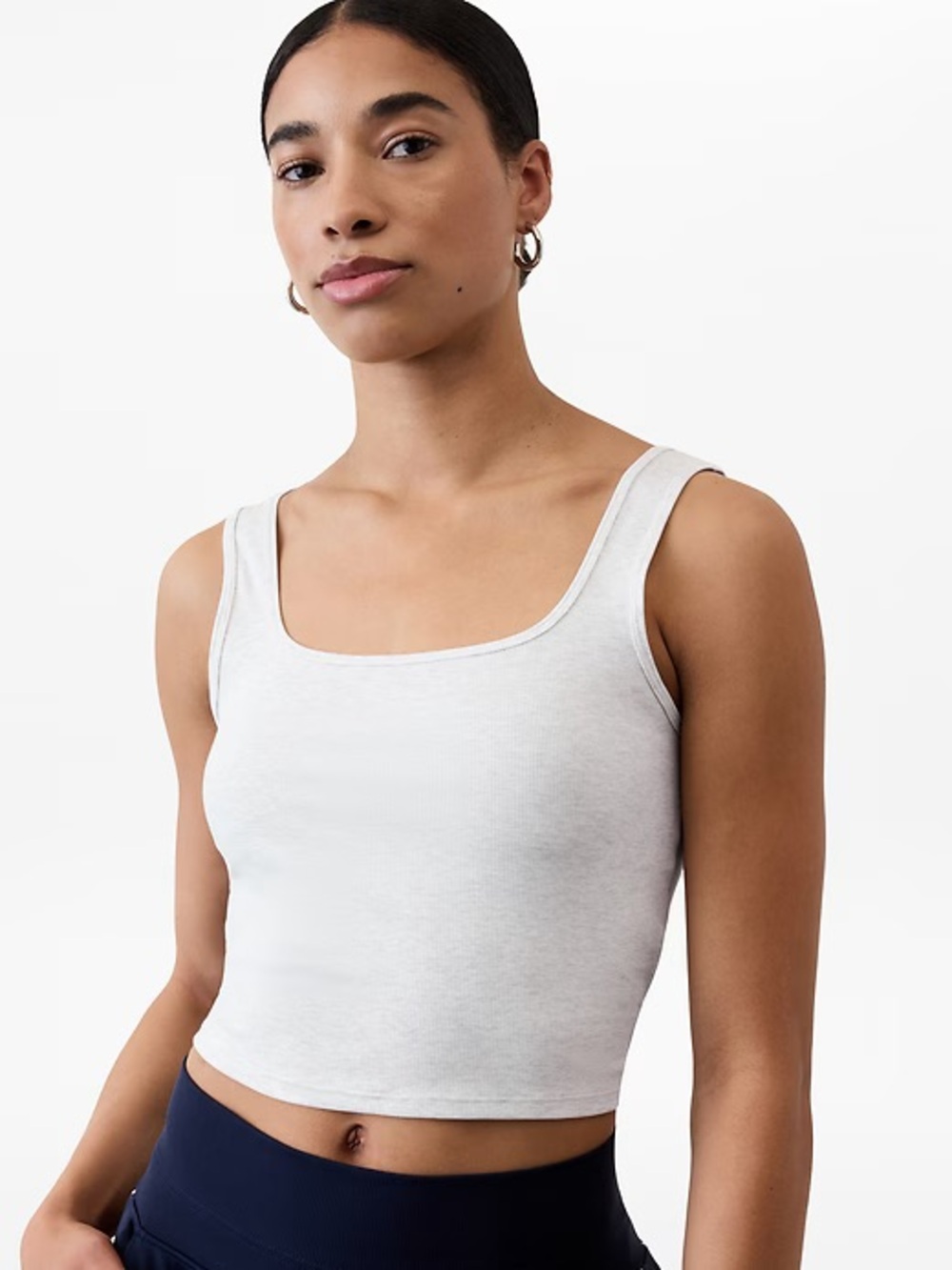 NWT Athleta Signature Square Neck Cropped Tank Medium - Gray